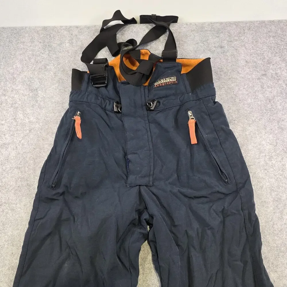Napapijri Geographic Snow Pants Mens Small Blue Insulated Ski‎ Bib Suspenders